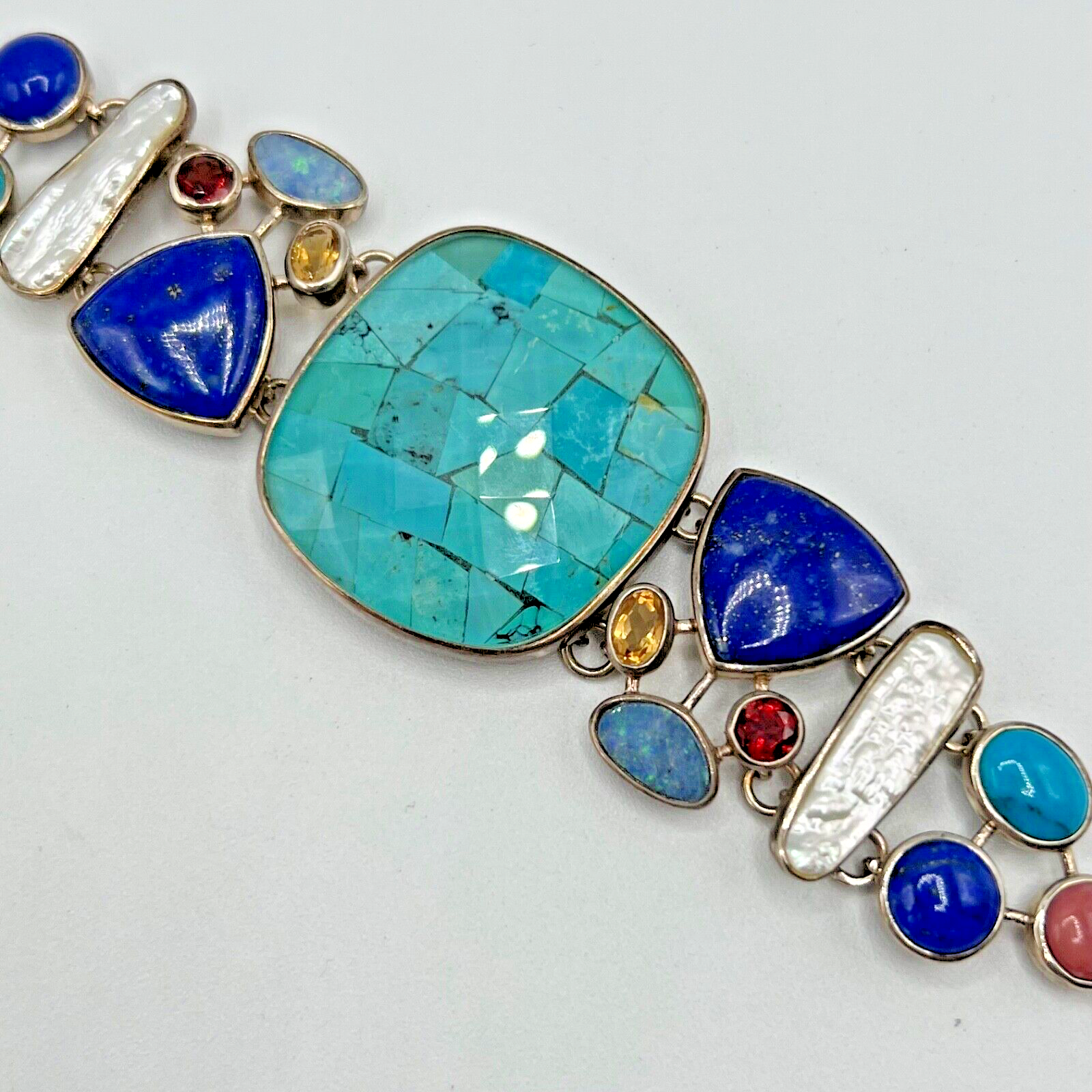 Estate Whitney Kelly Wk 925 Sterling Silver Turquoise Multi Stone Bracelet